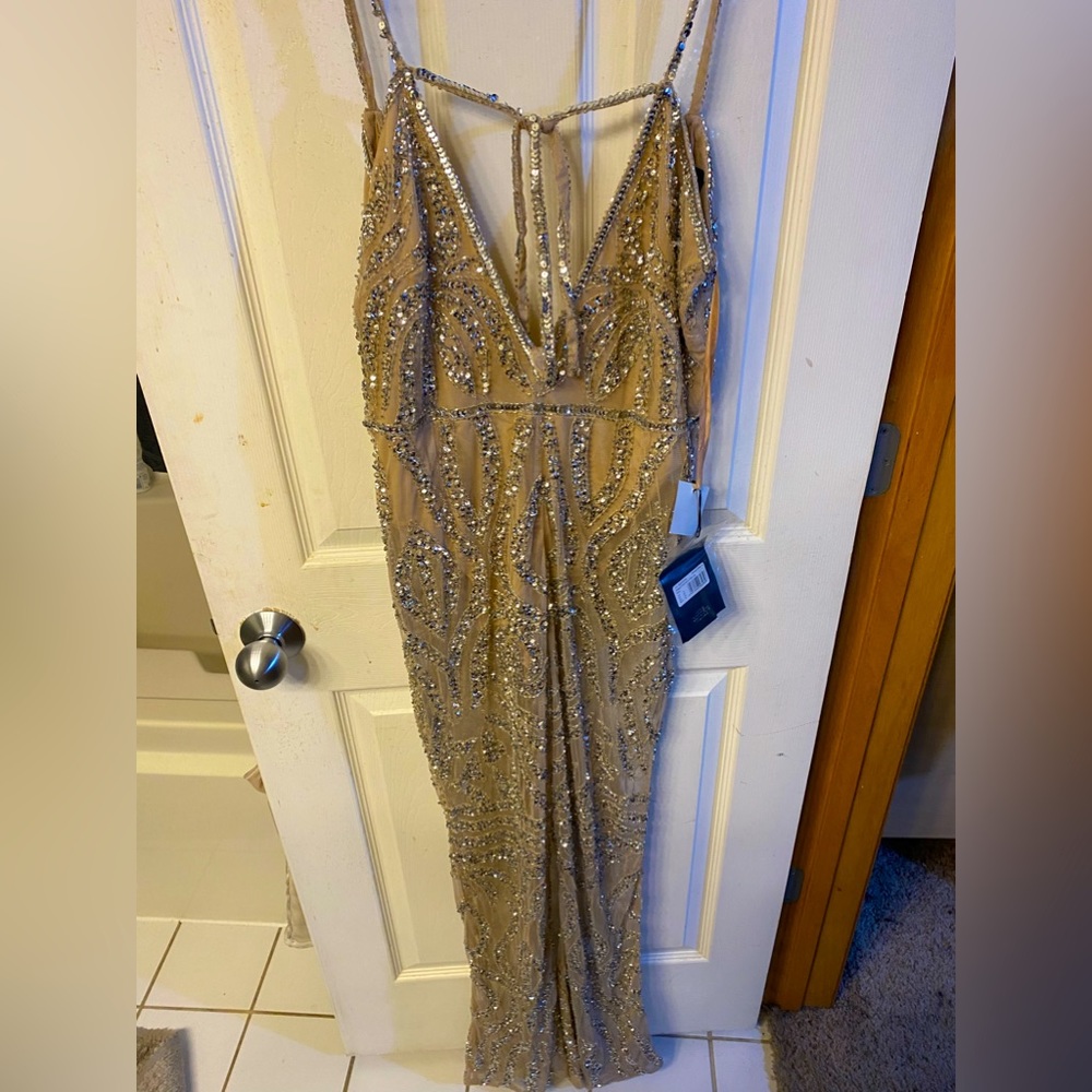 misguided love and peace embellished wide leg jumpsuit size L